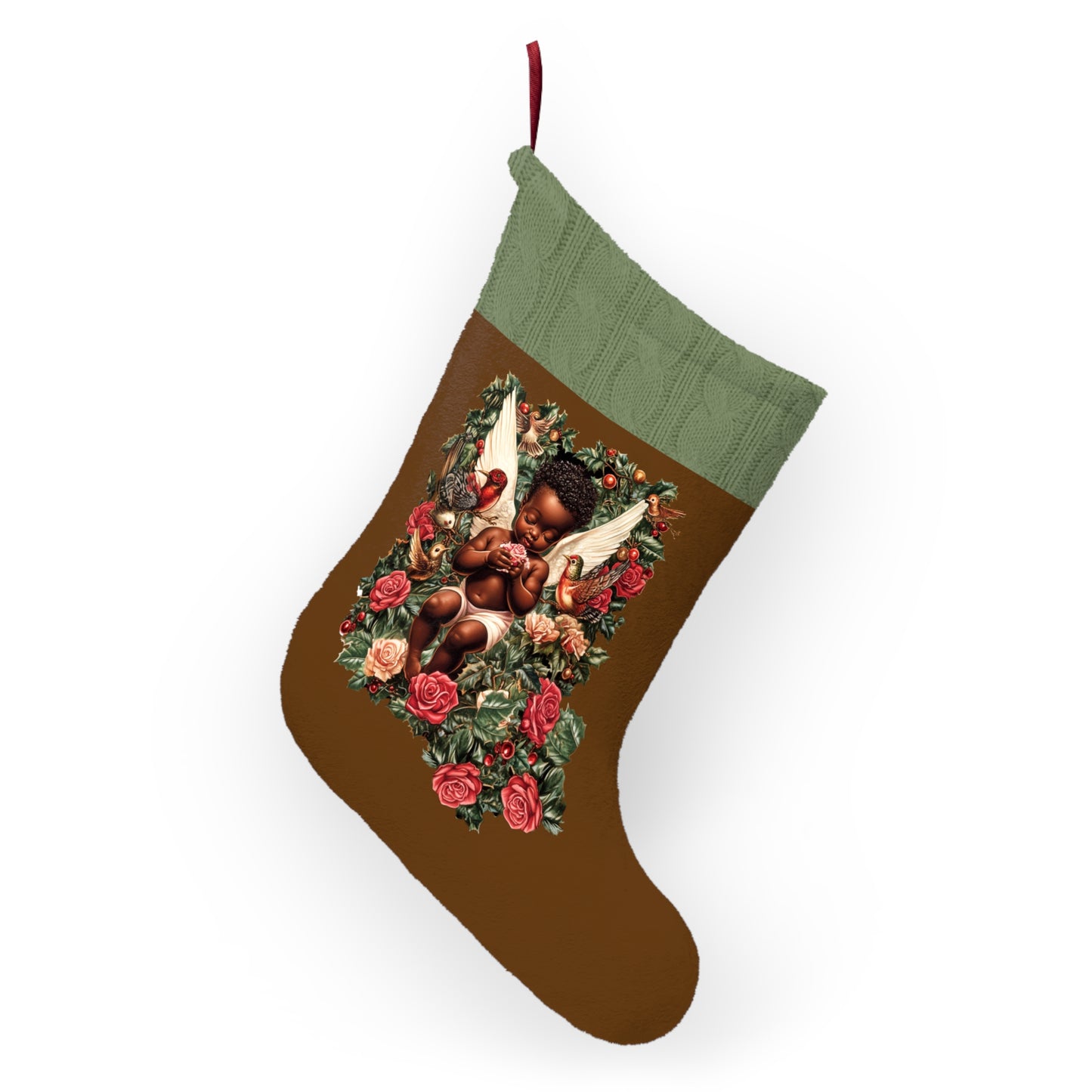 African American Cherub Elves Christmas Stockings 'Beauty'