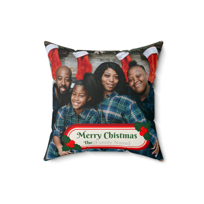 PERSONALIZED Spun Polyester Christmas Square Pillow