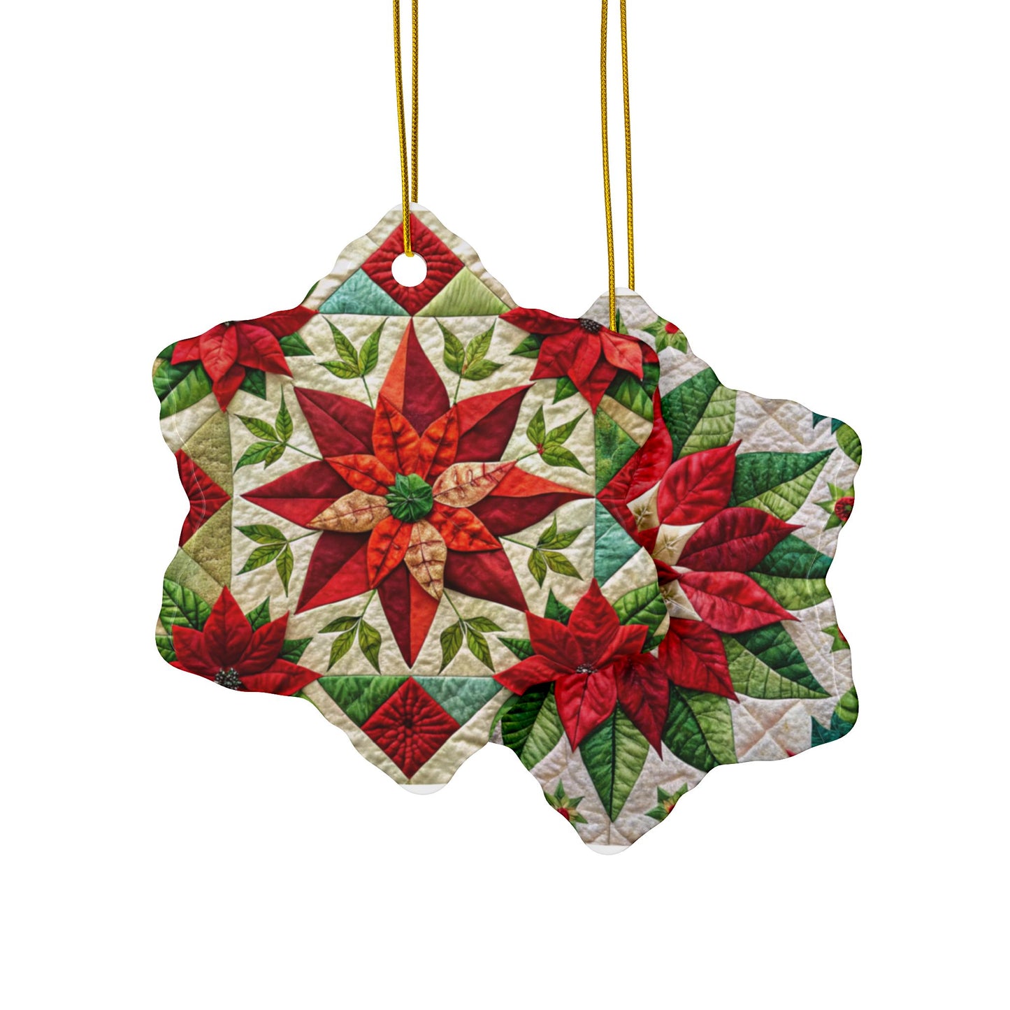 Decorative Ceramic 'Grandma's Quilt' Ornaments, Double-Sided (1pc, 3pcs, 5pcs, 10pcs)