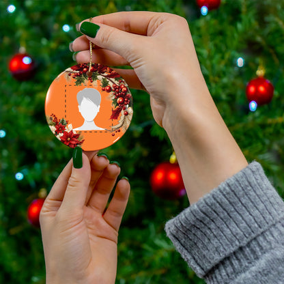 PERSONALIZED Ceramic Christmas Ornament, (Orange) 4 Shapes