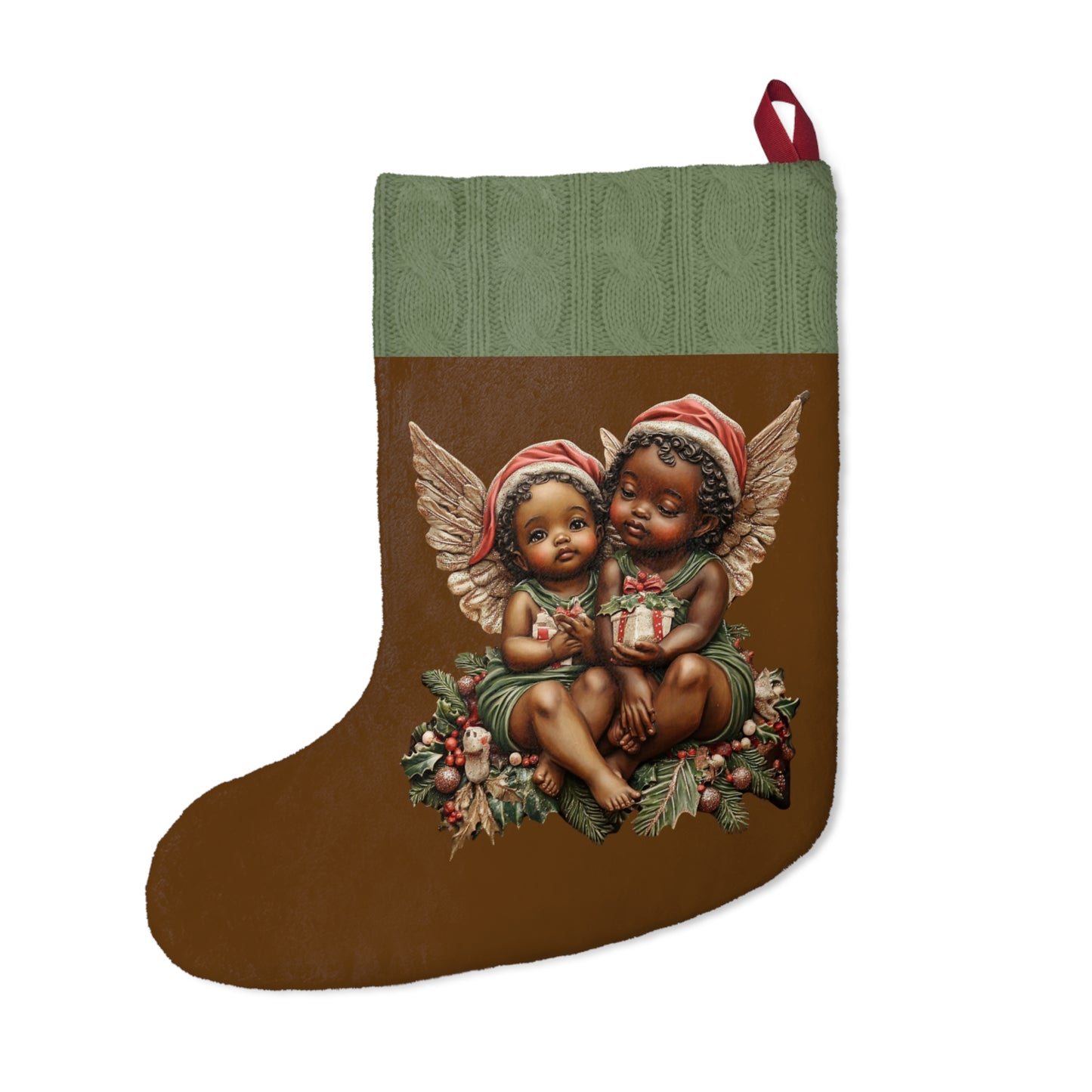 African American Cherub Elves Christmas Stockings