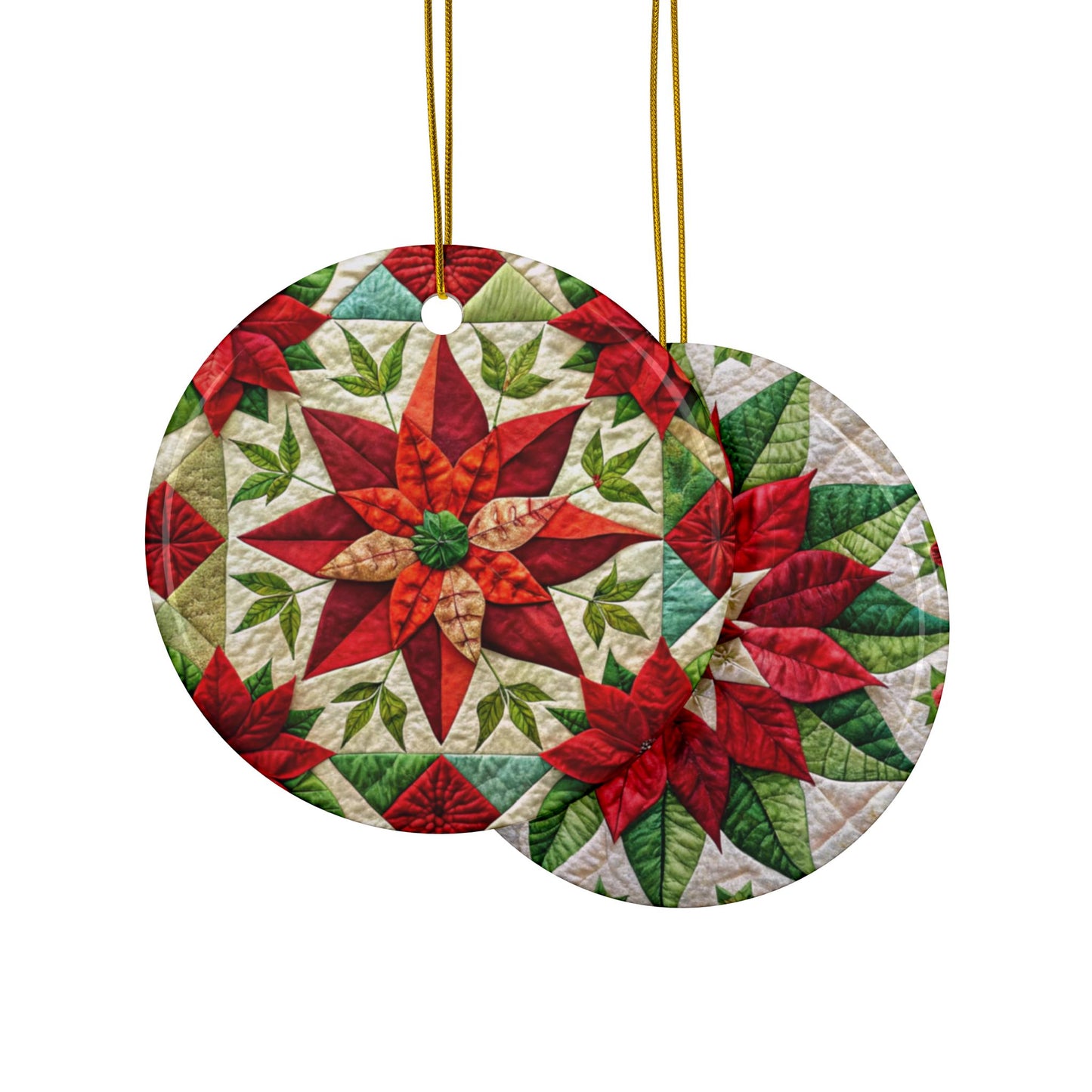 Decorative Ceramic 'Grandma's Quilt' Ornaments, Double-Sided (1pc, 3pcs, 5pcs, 10pcs)