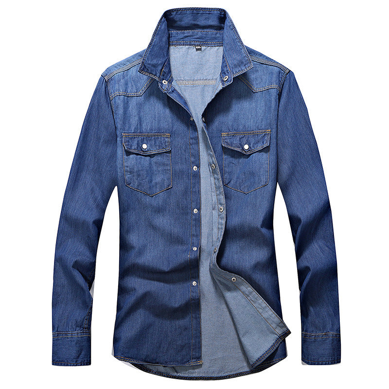 Men's Slim Fit Denim Long Sleeve Shirt