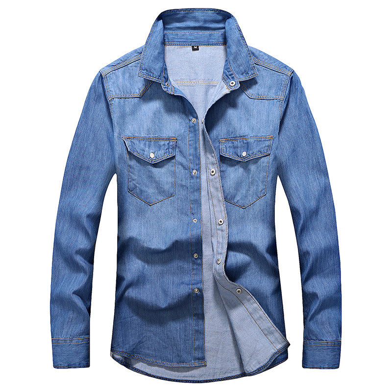 Men's Slim Fit Denim Long Sleeve Shirt