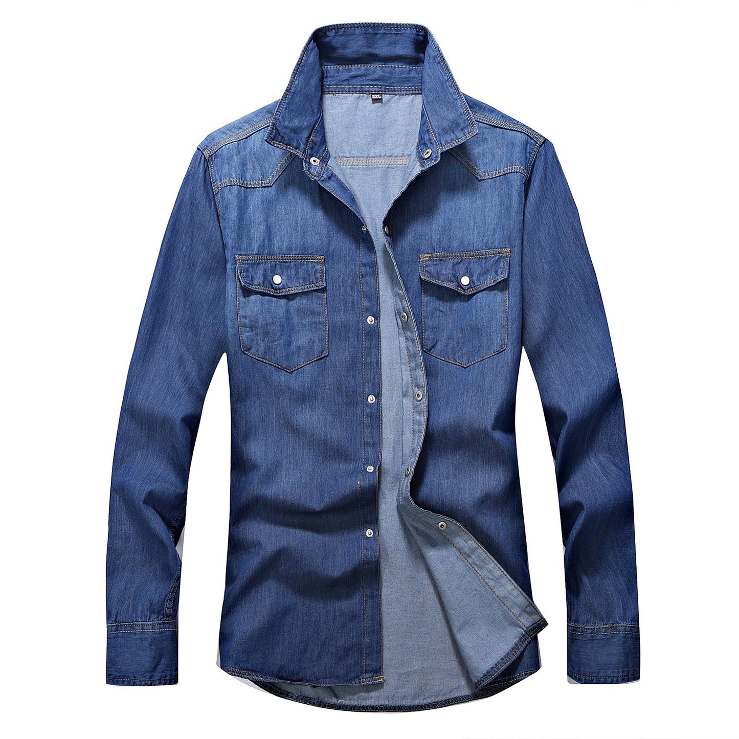 Men's Slim Fit Denim Long Sleeve Shirt