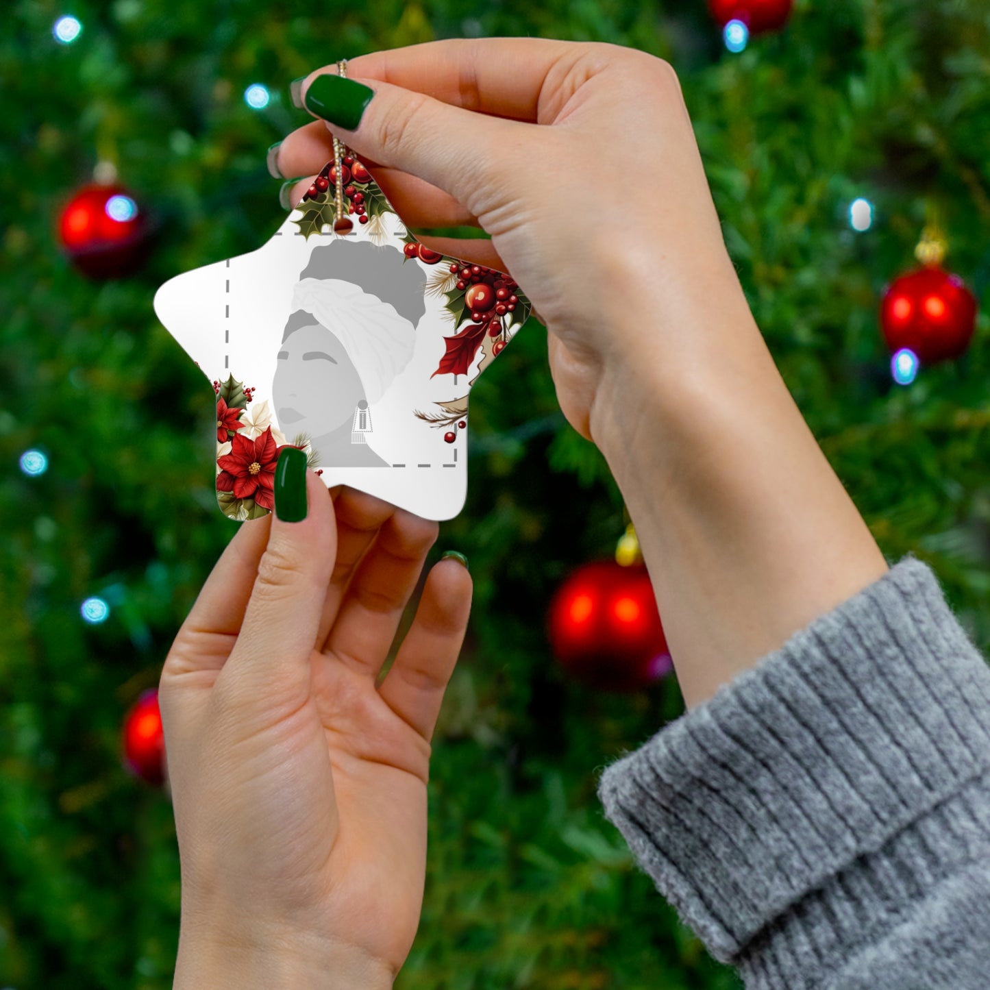 PERSONALIZED Ceramic Christmas Ornament, (White) 4 Shapes