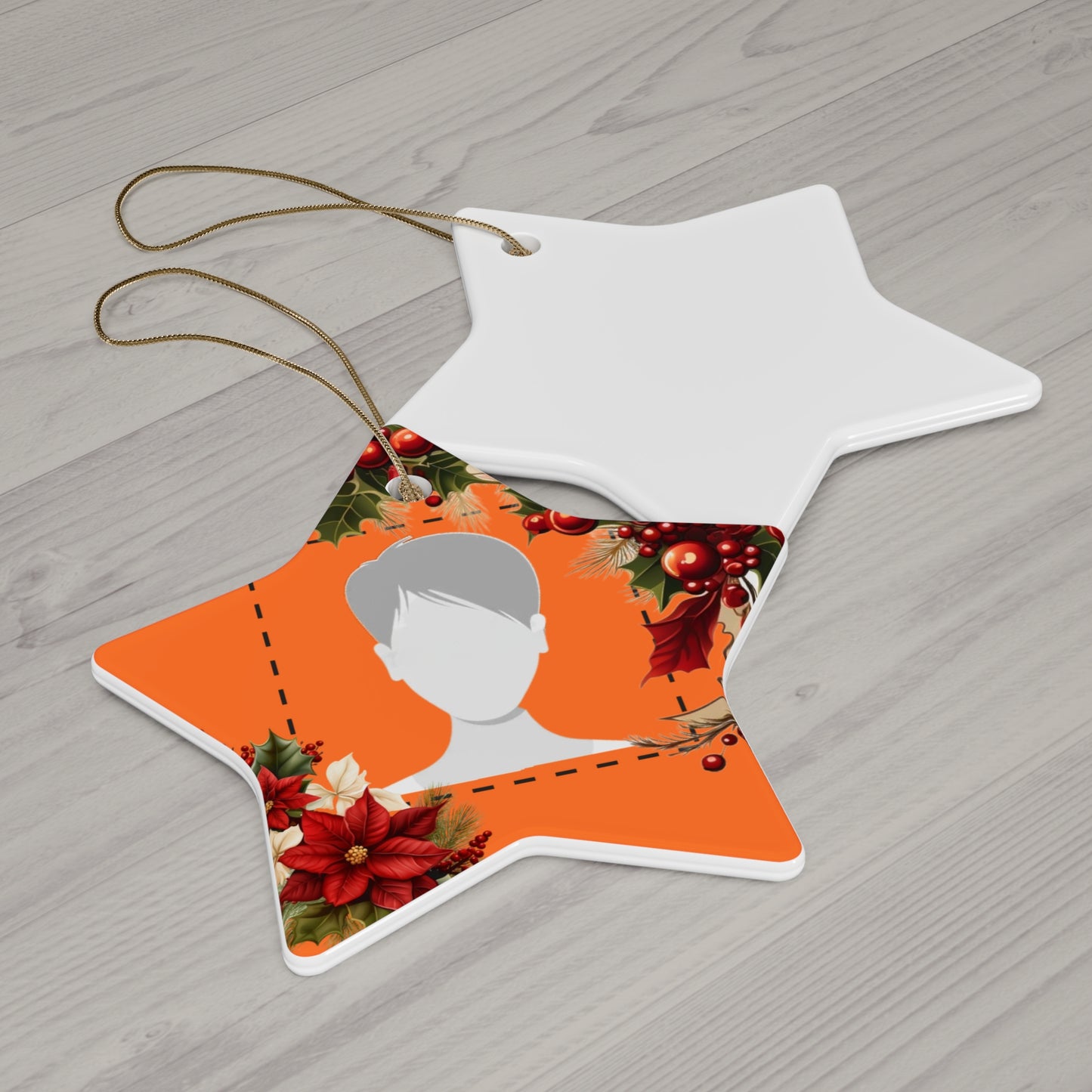 PERSONALIZED Ceramic Christmas Ornament, (Orange) 4 Shapes