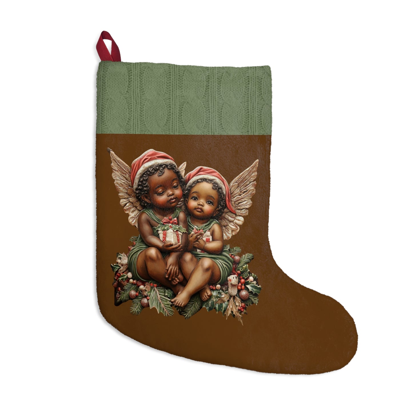 African American Cherub Elves Christmas Stockings