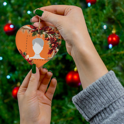 PERSONALIZED Ceramic Christmas Ornament, (Orange) 4 Shapes