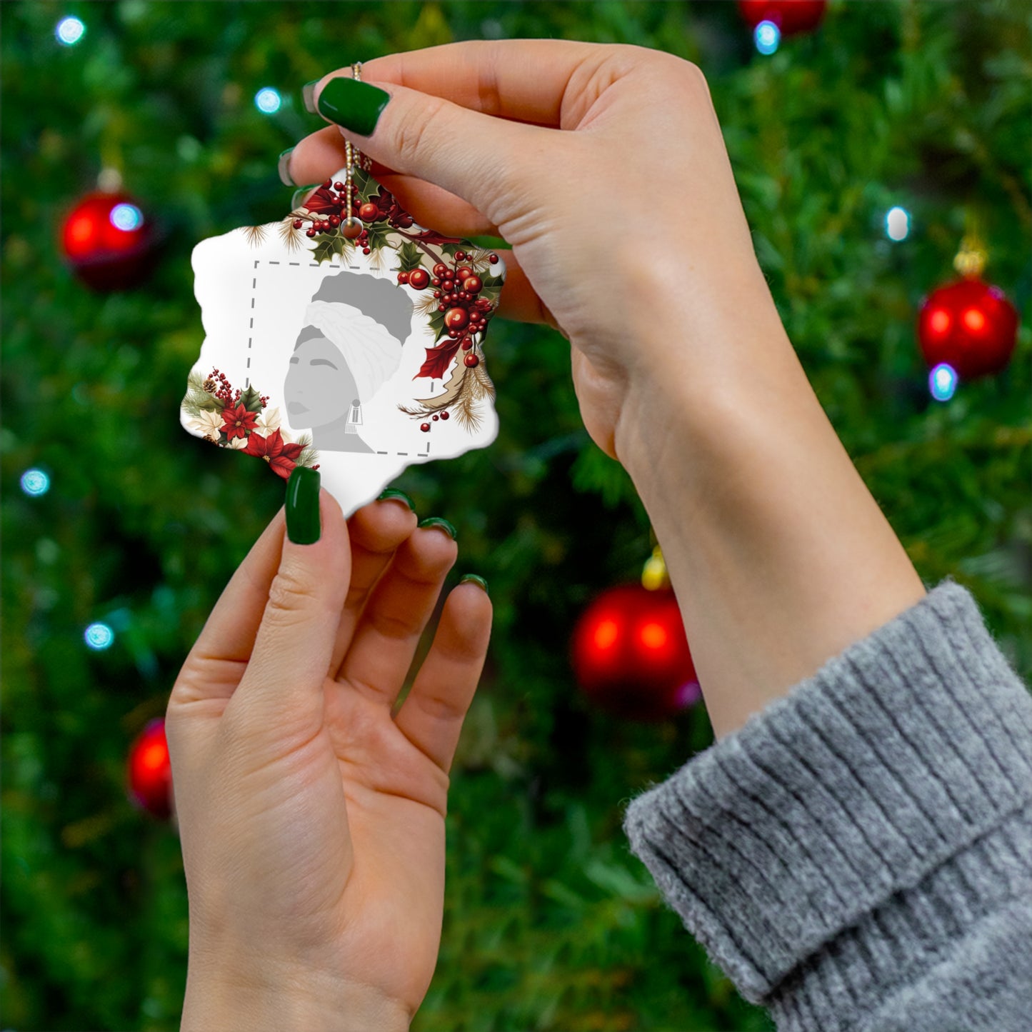 PERSONALIZED Ceramic Christmas Ornament, (White) 4 Shapes