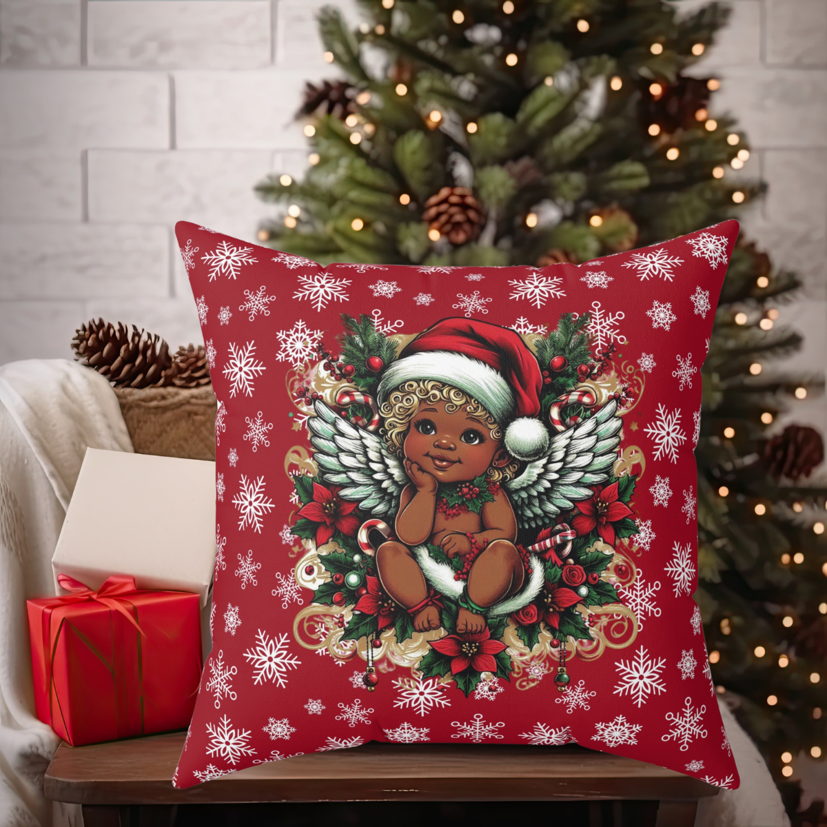 Square Christmas Pillow 'Good Boy'