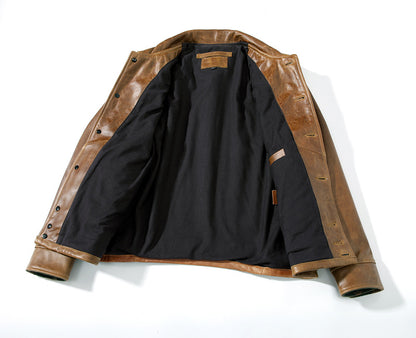 Oil Wax Cowhide American Retro Jacket Men