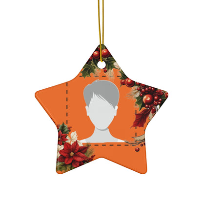 PERSONALIZED Ceramic Christmas Ornament, (Orange) 4 Shapes