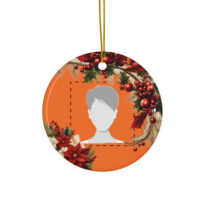 PERSONALIZED Ceramic Christmas Ornament, (Orange) 4 Shapes