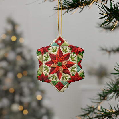 Decorative Ceramic 'Grandma's Quilt' Ornaments, Double-Sided (1pc, 3pcs, 5pcs, 10pcs)