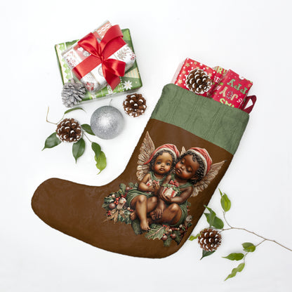 African American Cherub Elves Christmas Stockings