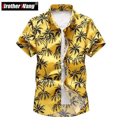 Summer New Men's Hawaiian Shirt Fashion Casual Printing Short Sleeve Flower Shirt Male