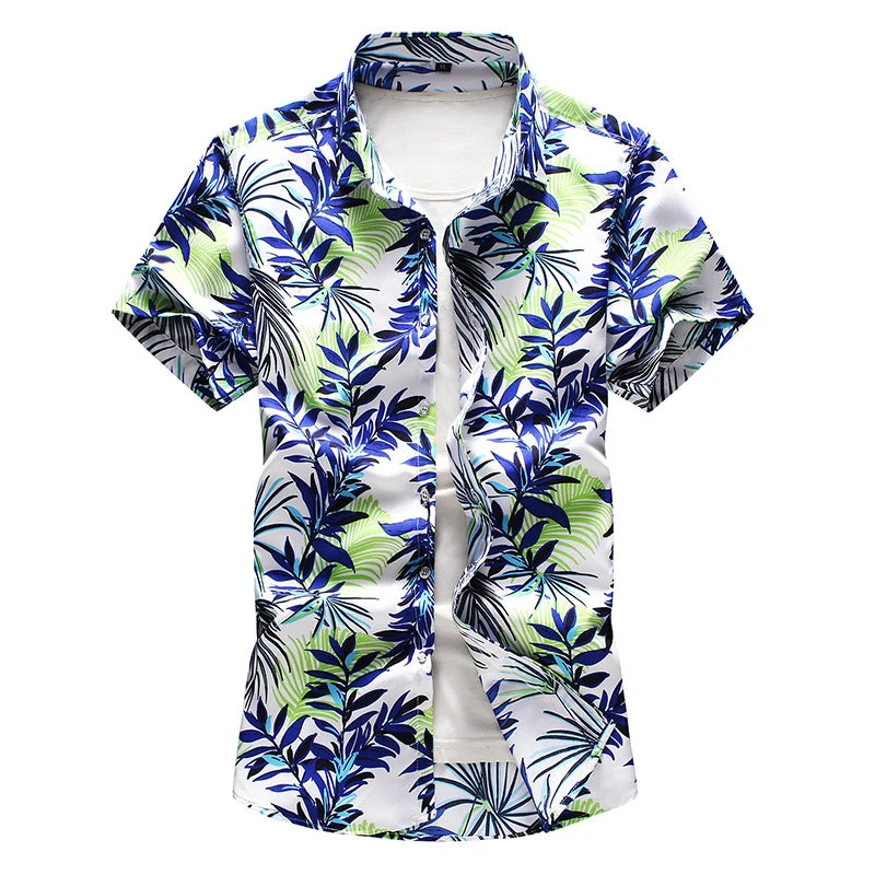 Summer New Men's Hawaiian Shirt Fashion Casual Printing Short Sleeve Flower Shirt Male