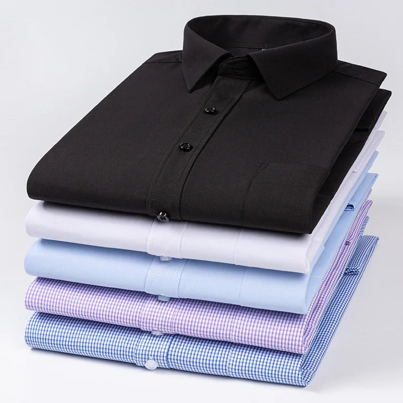 65%cotton plain shirts for men slim fit formal shirt designer clothing soft office long-sleeve tops New in shirt