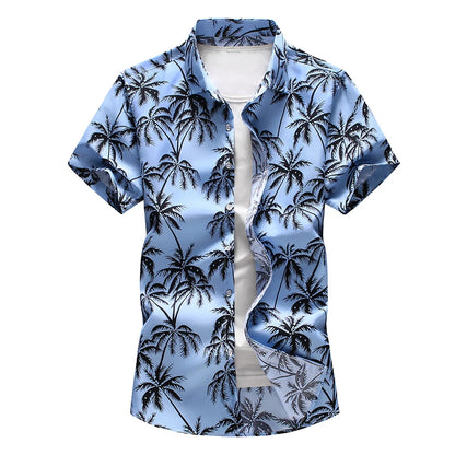 Summer New Men's Hawaiian Shirt Fashion Casual Printing Short Sleeve Flower Shirt Male