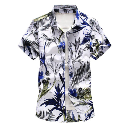 Summer New Men's Hawaiian Shirt Fashion Casual Printing Short Sleeve Flower Shirt Male