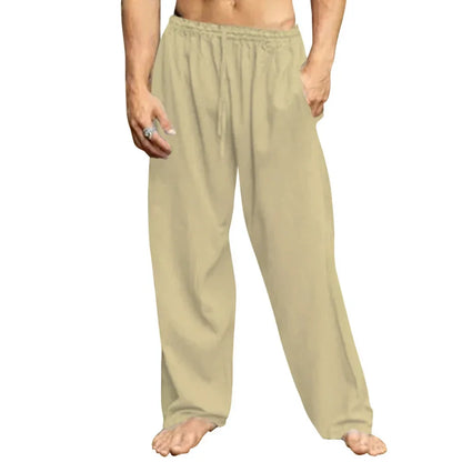 New Men's Cotton Linen Loose Pants Male Summer Casual Solid Color Pants trousers