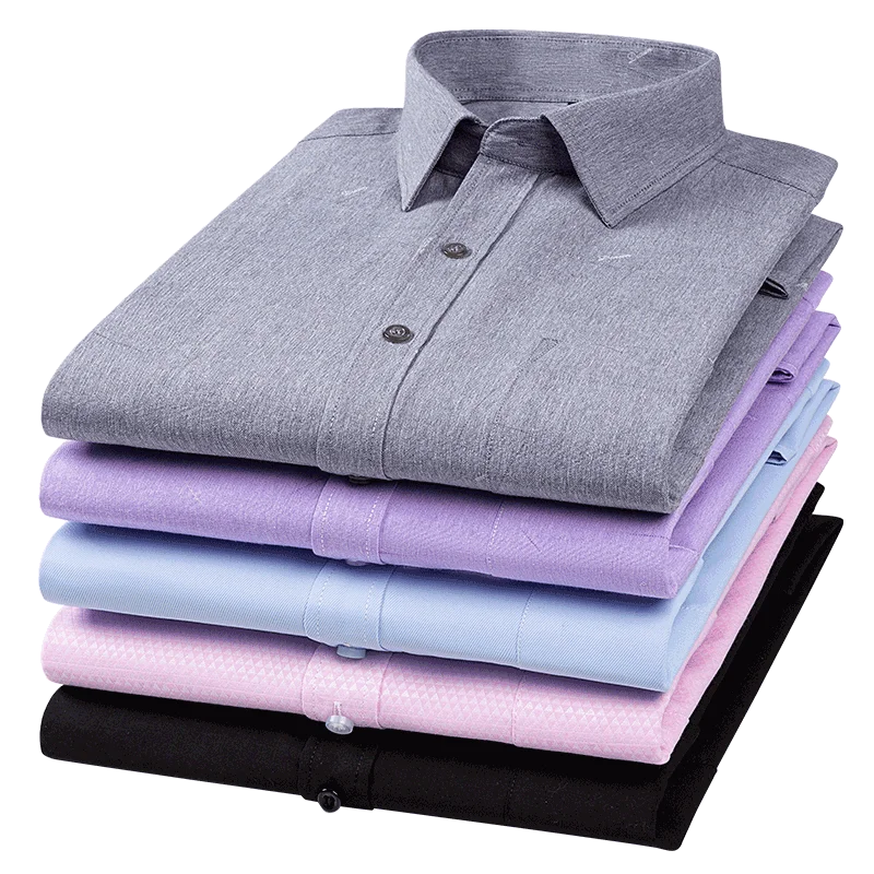 65%cotton plain shirts for men slim fit formal shirt designer clothing soft office long-sleeve tops New in shirt