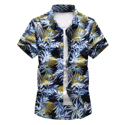 Summer New Men's Hawaiian Shirt Fashion Casual Printing Short Sleeve Flower Shirt Male