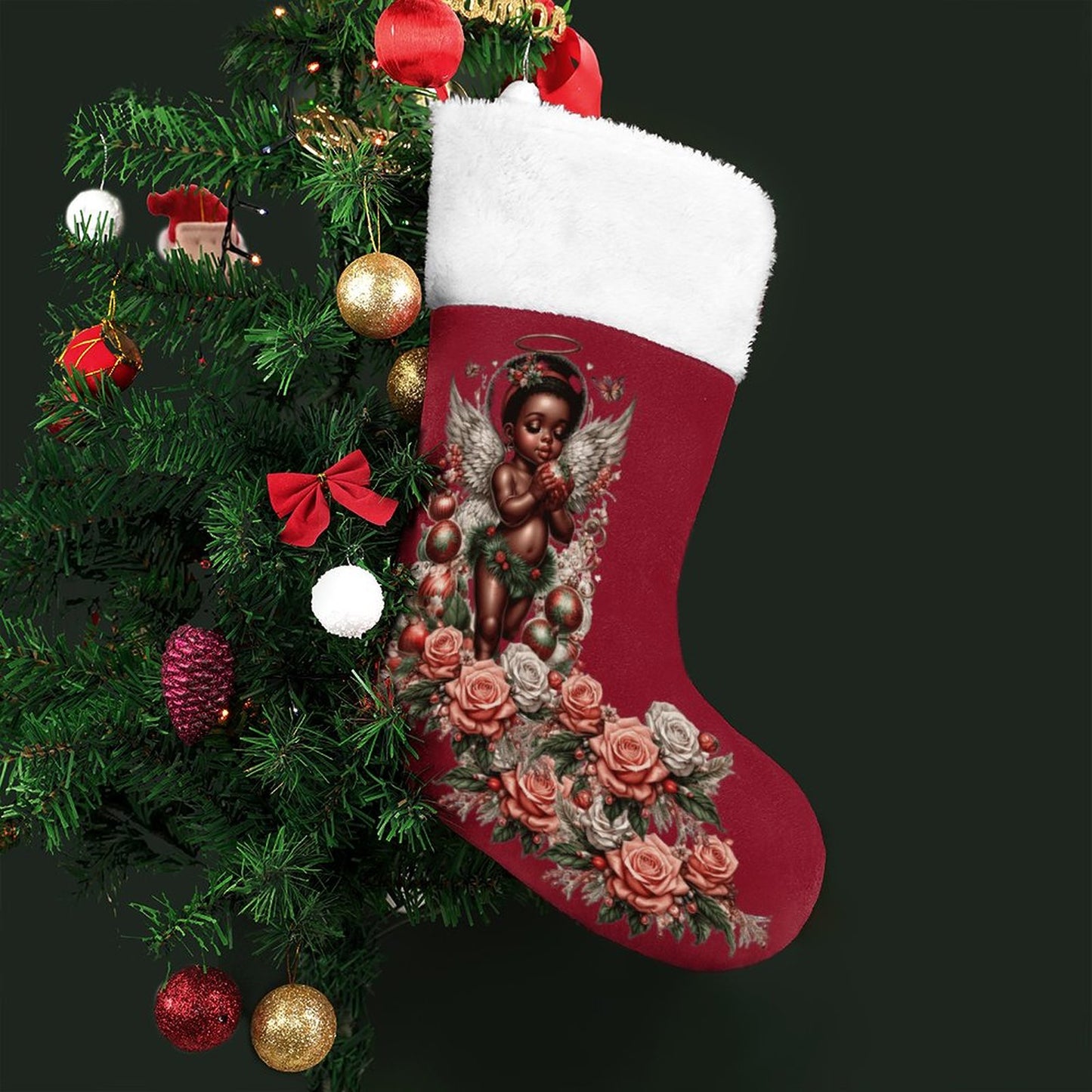 Angel Cherub Christmas Stocking